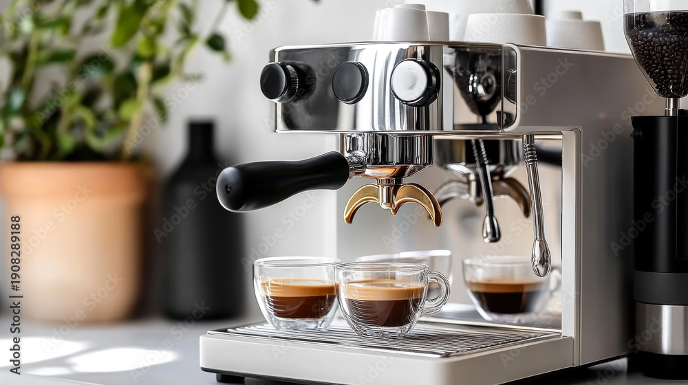 custom made wallpaper toronto digitalCoffee machine making latte on dark table