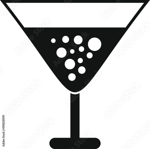 Martini glass with bubbling liquid representing celebration, nightlife, or alcoholic beverages