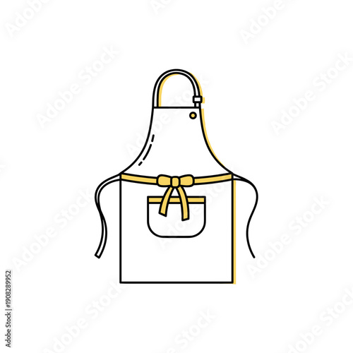 Simple yellow and white aprons with pocket and bow design  
