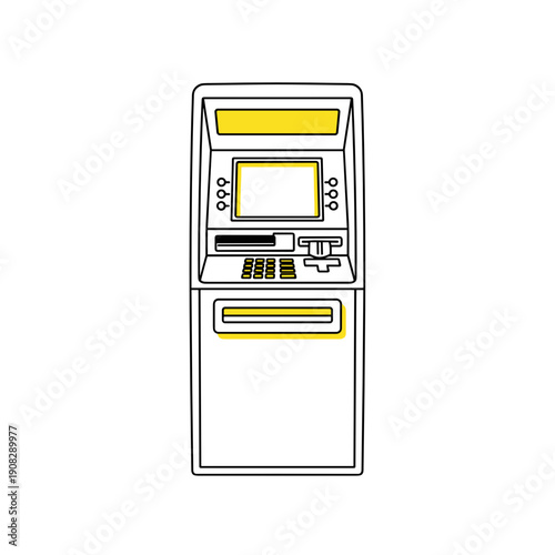 ATM machine in minimalist design with yellow accents  
