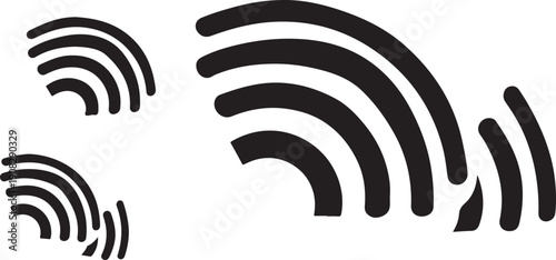Black Wi-Fi signal icons on white background graphic design