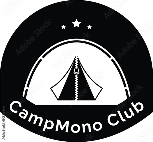 Clean Minimalist Camping Club Logo Black and White Vector Design Vector Illustration