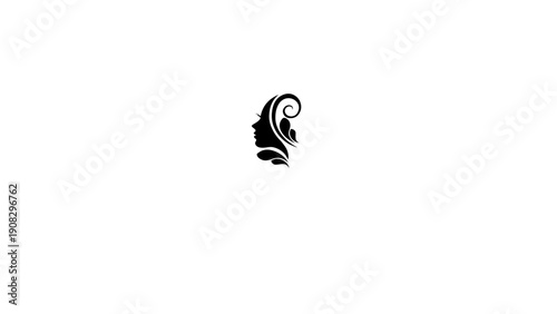Elegant Woman Profile Silhouette With Floral Swirl Beauty Logo