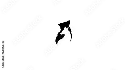Romantic Wolf Couple Hugging Black Minimal Silhouette Design