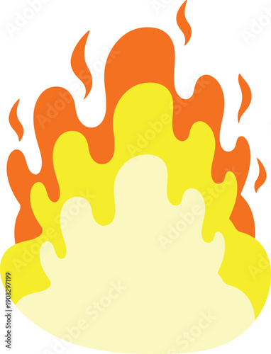 Vibrant Fire Illustration with Intense Flames on Transparent Background