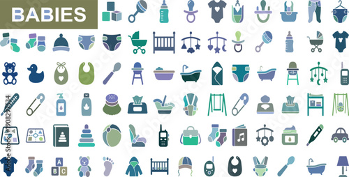 Blue and white vector alphabet and numbers icon set for web and digital design