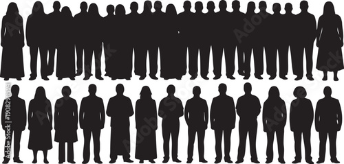 Diverse group of people standing in silhouette formation together