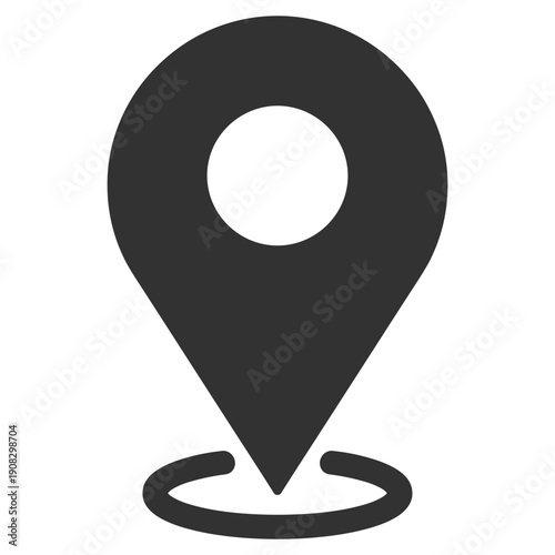 Location pin icon representing a place or destination marker on a map with transparent background