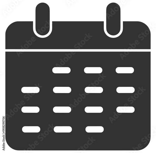 Calendar icon for scheduling events, dates, and appointments on transparent background
