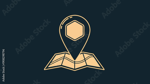 Location Pin on Folded Map Icon, Navigation and Travel Concept