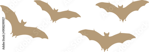 Halloween Bat Silhouettes Flying at Night Spooky Dark Background Illustration