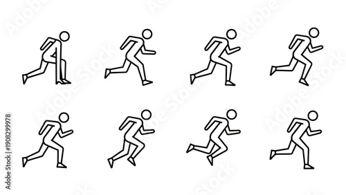 Running Man Animation Sequence - Stick Figure Motion Study