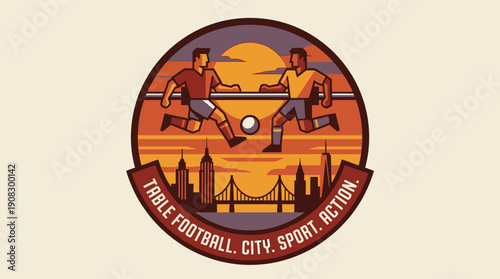 Table Football City Sport Action Retro Style Circle Logo