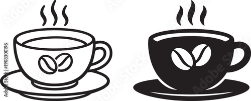 Coffee Cup Black And White Vector Icons