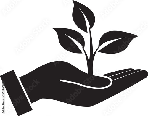 Hand Holding Plant Vector – Growth, Environment, and Sustainability Illustration Design

