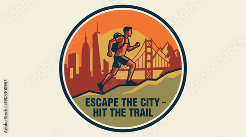 Runners escaping the city to hit the trail with a backpack during sunset