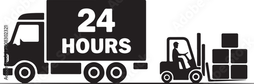 Forklift truck loading the boxes in the delivering lorry