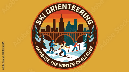 Ski Orienteering Navigate The Winter Challenge Competition Event Emblem