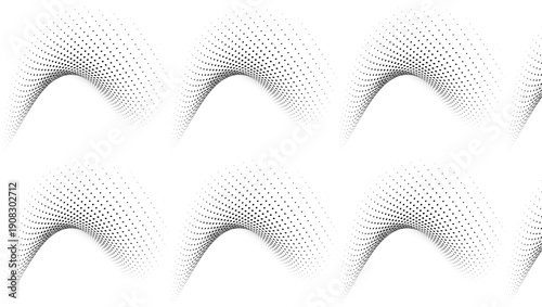 Modern abstract halftone pattern with dynamic black dots on white background