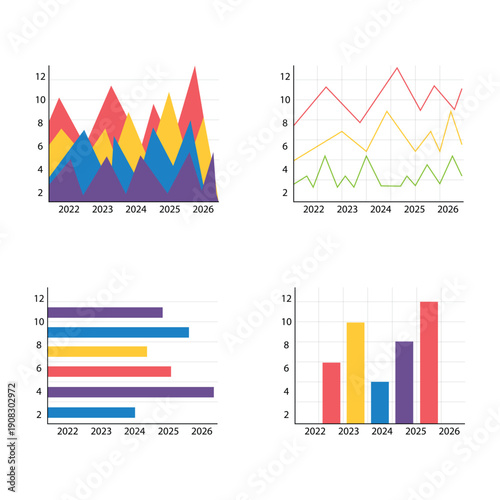 Set of business graphs and charts