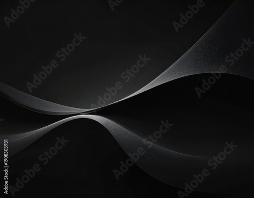 Abstract Curved Lines in Shadows and Light on Dark Background