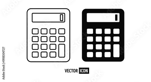 A simple illustration depicting two black and white calculator icons against a plain white background high quality professional
