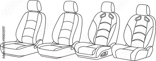 Car Seat and Automotive Upholstery Icon Set