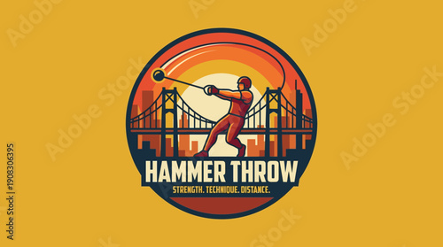Hammer Throw Strength Technique - Sport Athletic Competition Emblem
