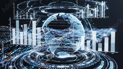 Wallpaper Mural Abstract Big Data Visualization with Flowing Data Particles and Analytics Graphs, Business Intelligence and Data Analysis Concept, Cinematic 4K Video Torontodigital.ca