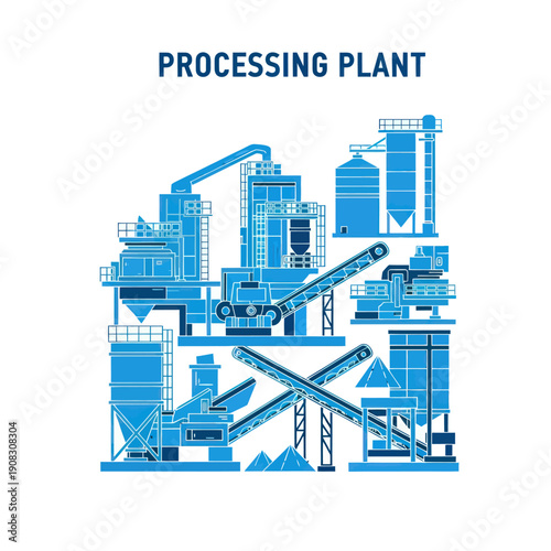 Industrial processing plant with various machinery and equipment.