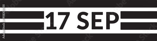 Black and white striped bar with the date 17 september in the center