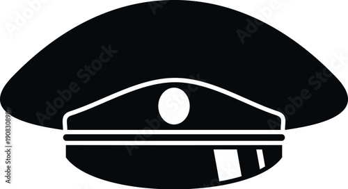 Black peaked cap icon symbolizing law enforcement, leadership, security, and power