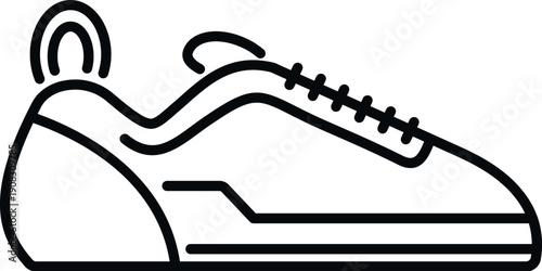 Sneaker design presenting casual modern athletic footwear as a sport line art icon