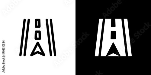 Road icon concept with flat Black White Background. Vector illustration.