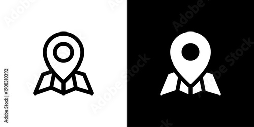 Place icon concept with flat Black White Background. Vector illustration.