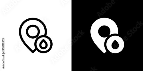 Water icon concept with flat Black White Background. Vector illustration.