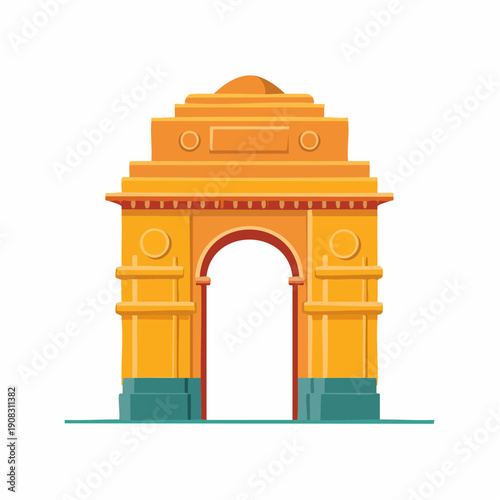 India Gate Flat Vector Illustration Iconic Architectural Monument of India
