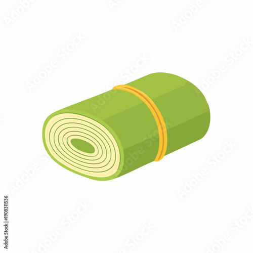 Rolled Up Yoga Mat Secured with Band for Exercise or Fitness Class Isometric View