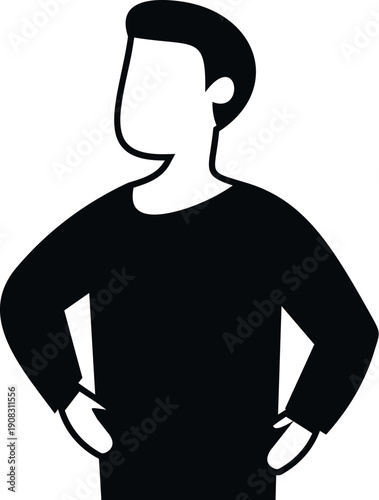 Man faceless silhouette standing with hands on hips portraying identity and user profile