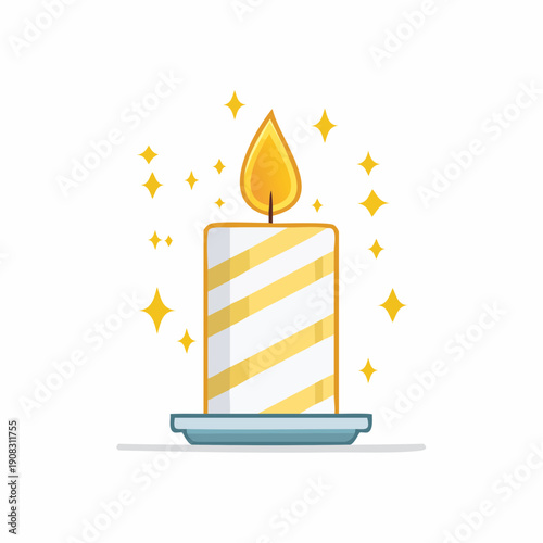 Vector Candlelight with Glowing Stars and Stripes Decoration