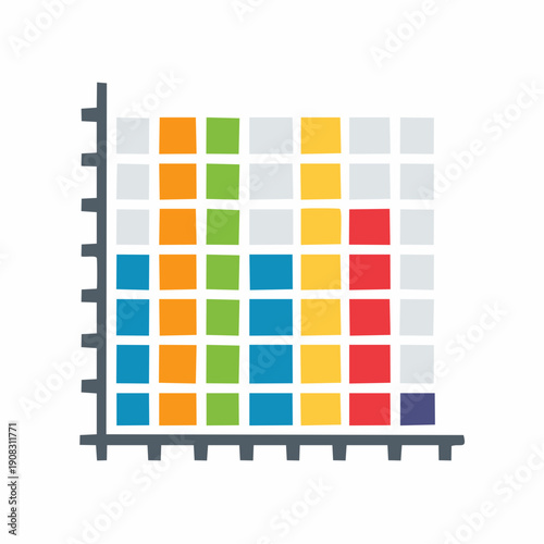 Colorful Block Chart Displays Growth Statistics And Data Visualization