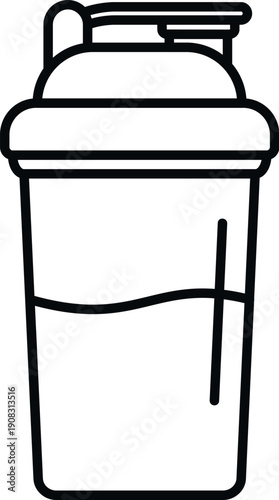Protein shaker bottle vector icon representing fitness, workout, and nutrition concepts