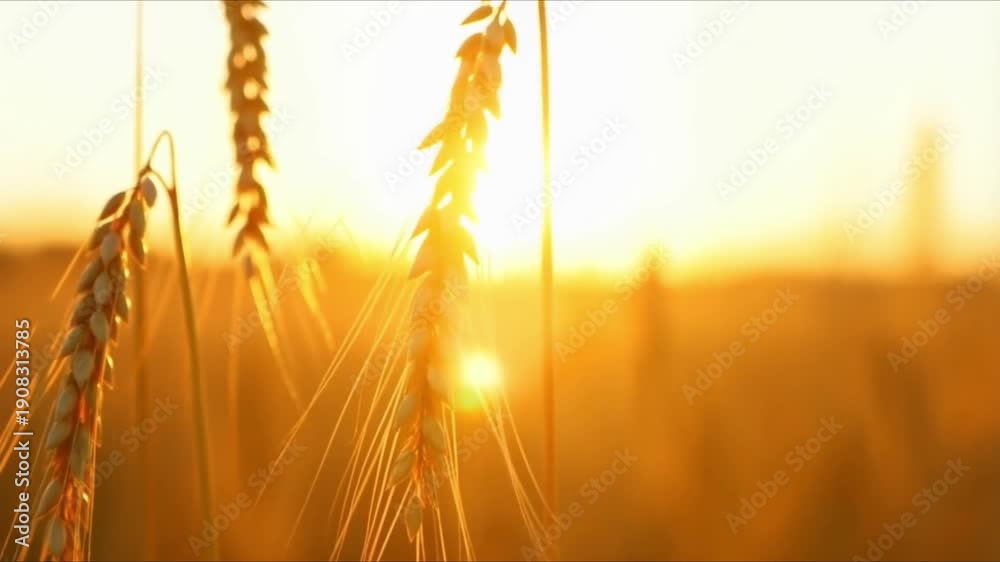 custom made wallpaper toronto digitalGolden wheat field at sunset, with the sun shining through the stalks, creating a warm and serene atmosphere.