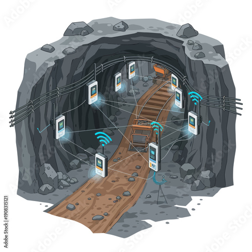 Underground tunnel with Wi-Fi connectivity and smartphones.