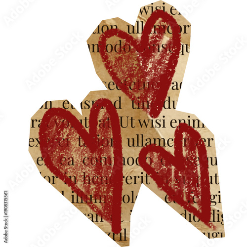 heart shape with handdrawn crayon on cutout for scrapbook
