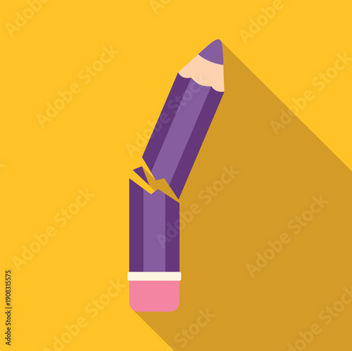 Broken purple pencil illustrating creative frustration and deadline pressure