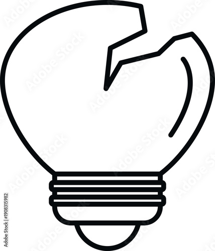 Broken light bulb icon depicting a lost idea or concept failure