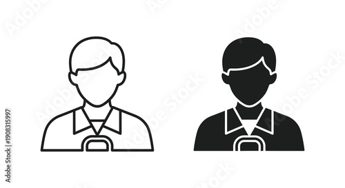 A simple black and white illustration depicts two versions of a male profile one outlined and one silhouetted