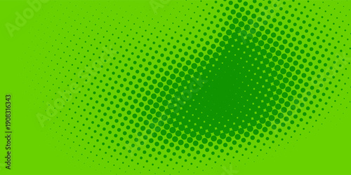 Dots halftone green color pattern gradient texture with technology digital background. Dots pop art comics with nature graphic design.