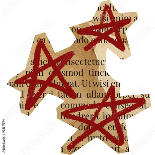stars with handdrawn crayon on cutout for scrapbook